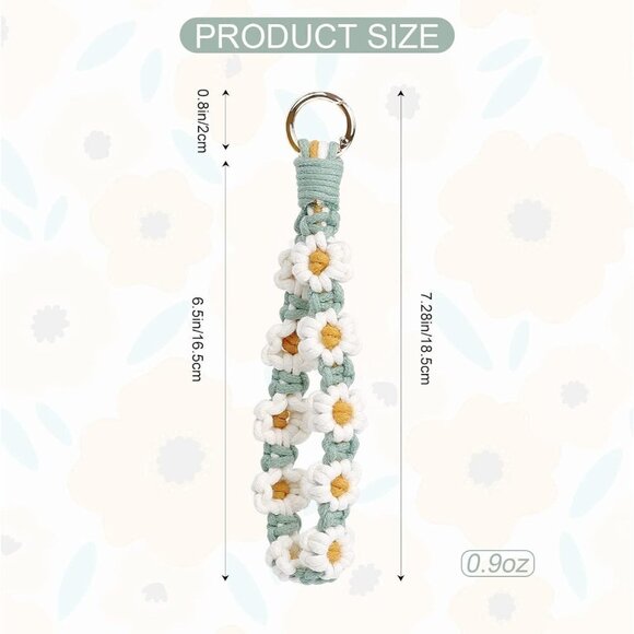 Floral Weave Exquisite Keyring Holder Bracelet Handmade Wrist Lanyard  for Women - Picture 3 of 7